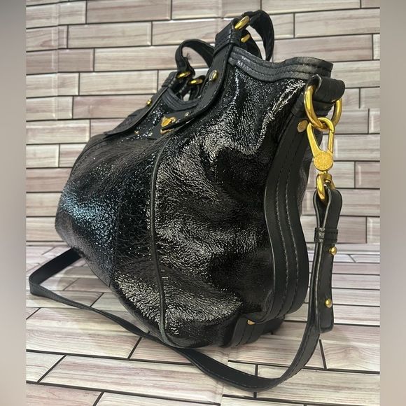 MARC JACOBS BLACK SEQUIN LEATHER HANDBAG VINTAGE - Picture 4 of 15